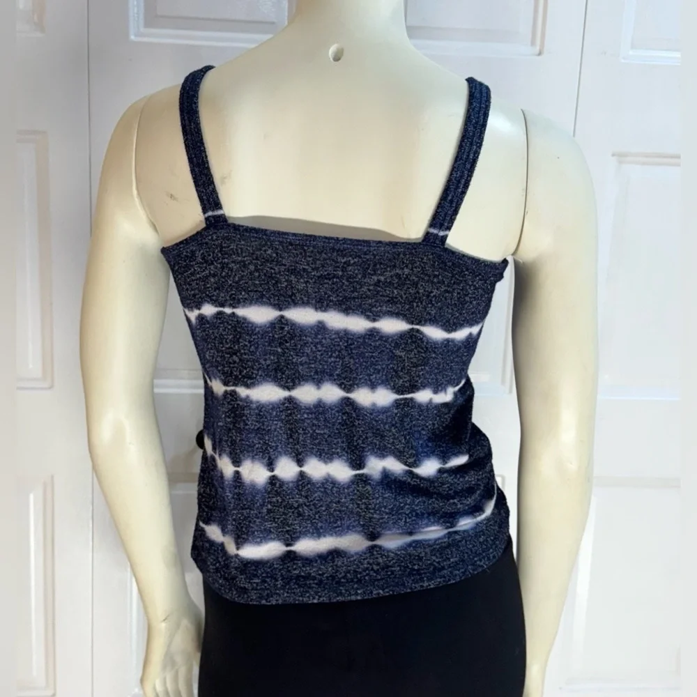 Justice Girls Navy Blue Tie-Dye Button Front Tank Top w/ Tie Hem EUC | Size 8